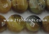 CTE1577 15.5 inches 18mm faceted coin golden & blue tiger eye beads