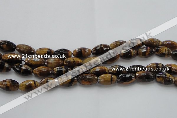 CTE1581 15.5 inches 10*14mm faceted rice yellow tiger eye beads