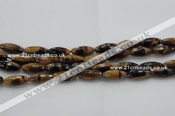 CTE1586 15.5 inches 8*18mm faceted rice yellow tiger eye beads