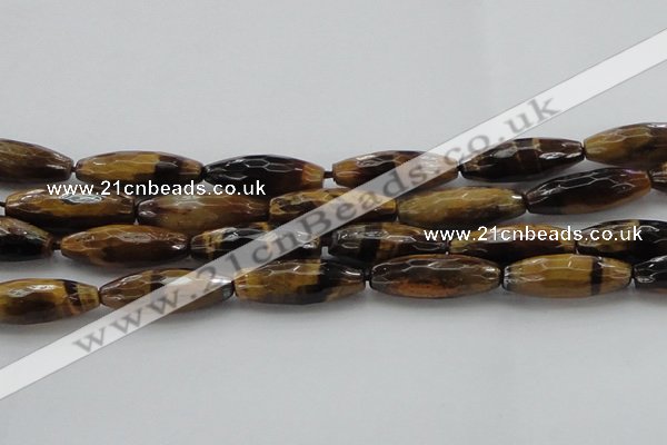 CTE1587 15.5 inches 10*30mm faceted rice yellow tiger eye beads