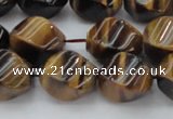 CTE1590 15.5 inches 10*14mm twisted rice yellow tiger eye beads