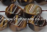 CTE1592 15.5 inches 13*18mm twisted rice yellow tiger eye beads