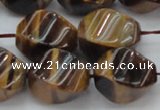 CTE1593 15.5 inches 15*20mm twisted rice yellow tiger eye beads