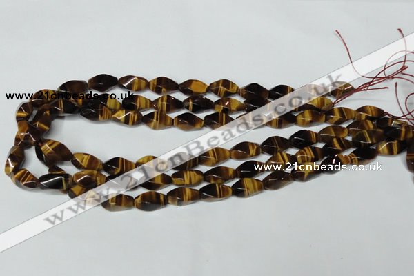 CTE171 15.5 inches 6*12mm twisted rice yellow tiger eye gemstone beads