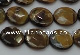 CTE1725 15.5 inches 12mm faceted coin yellow tiger eye beads