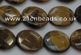 CTE1726 15.5 inches 14mm faceted coin yellow tiger eye beads