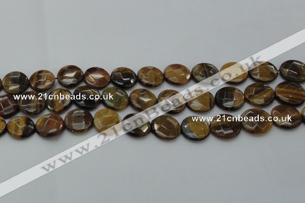 CTE1727 15.5 inches 16mm faceted coin yellow tiger eye beads