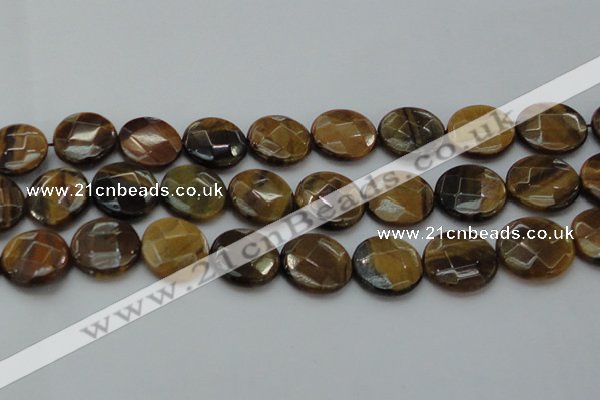 CTE1729 15.5 inches 20mm faceted coin yellow tiger eye beads