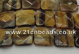 CTE1731 15.5 inches 10*10mm faceted square yellow tiger eye beads