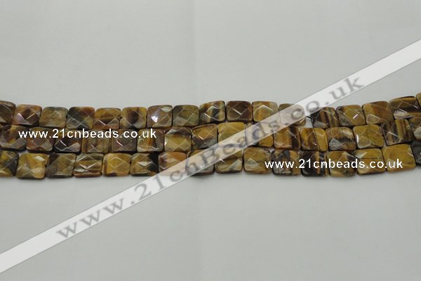 CTE1731 15.5 inches 10*10mm faceted square yellow tiger eye beads