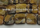 CTE1732 15.5 inches 12*12mm faceted square yellow tiger eye beads