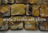 CTE1733 15.5 inches 14*14mm faceted square yellow tiger eye beads