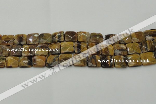 CTE1734 15.5 inches 15*15mm faceted square yellow tiger eye beads