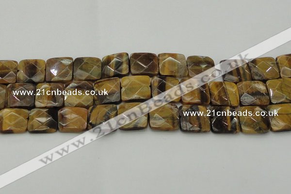 CTE1736 15.5 inches 20*20mm faceted square yellow tiger eye beads