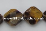 CTE1738 15.5 inches 20*20mm faceted diamond yellow tiger eye beads