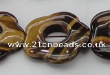 CTE1746 15.5 inches 34mm carved flower yellow tiger eye beads