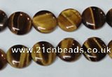 CTE175 15.5 inches 10mm flat round yellow tiger eye gemstone beads