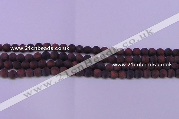 CTE1760 15.5 inches 4mm round matte red tiger eye beads