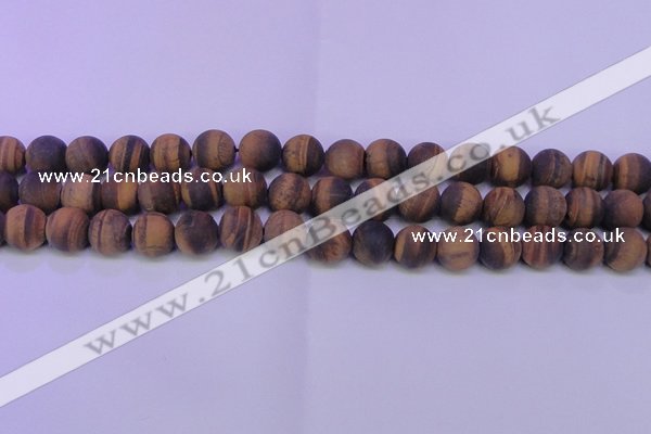 CTE1770 15.5 inches 4mm round matte yellow tiger eye beads