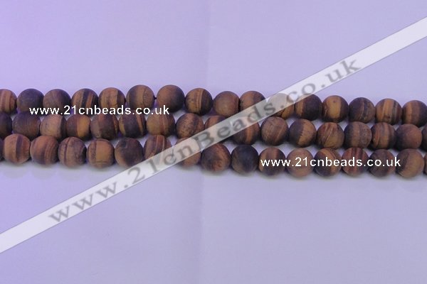 CTE1773 15.5 inches 10mm round matte yellow tiger eye beads