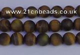 CTE1810 15.5 inches 4mm round matte yellow iron tiger beads