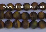 CTE1811 15.5 inches 6mm round matte yellow iron tiger beads