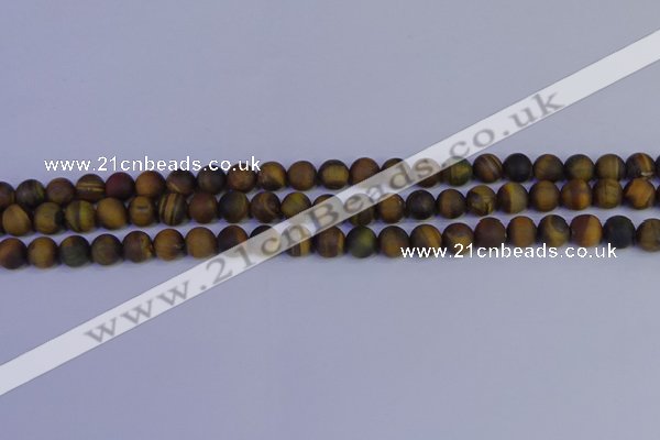 CTE1811 15.5 inches 6mm round matte yellow iron tiger beads