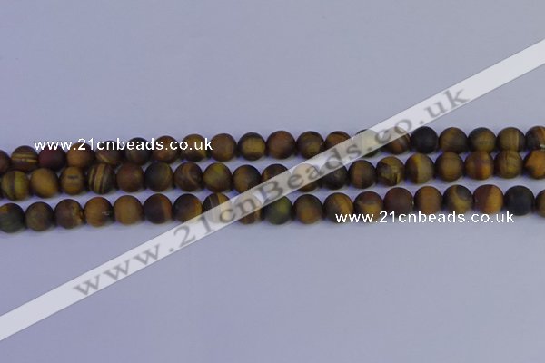 CTE1812 15.5 inches 8mm round matte yellow iron tiger beads