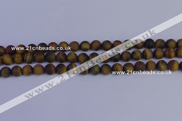 CTE1813 15.5 inches 10mm round matte yellow iron tiger beads