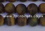 CTE1814 15.5 inches 12mm round matte yellow iron tiger beads