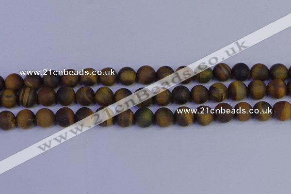 CTE1814 15.5 inches 12mm round matte yellow iron tiger beads