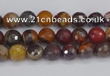 CTE1818 15.5 inches 4mm faceted round red iron tiger beads