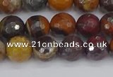 CTE1821 15.5 inches 10mm faceted round red iron tiger beads