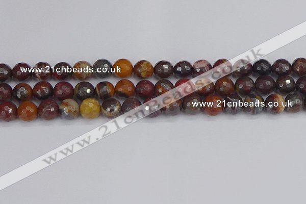 CTE1822 15.5 inches 12mm faceted round red iron tiger beads