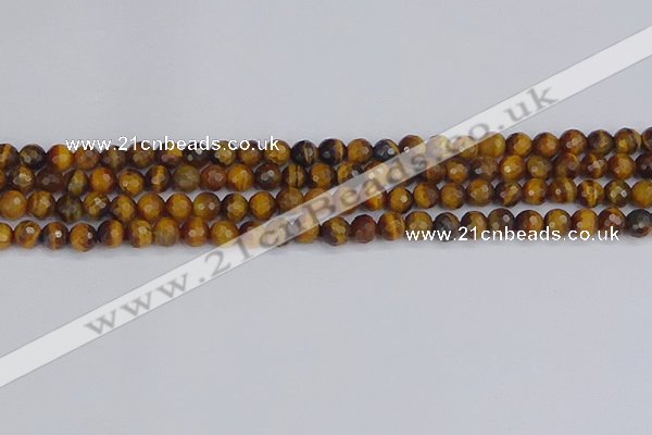 CTE1827 15.5 inches 6mm faceted round yellow tiger eye beads