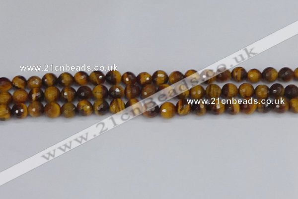 CTE1828 15.5 inches 8mm faceted round yellow tiger eye beads