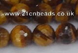 CTE1830 15.5 inches 12mm faceted round yellow tiger eye beads