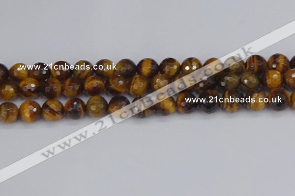 CTE1830 15.5 inches 12mm faceted round yellow tiger eye beads