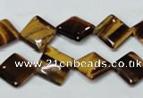 CTE186 15.5 inches 10*10mm diamond yellow tiger eye gemstone beads