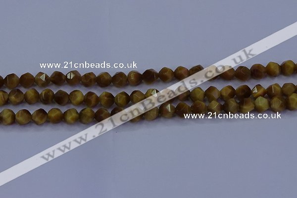 CTE1901 15.5 inches 6mm faceted nuggets golden tiger eye beads