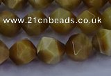 CTE1903 15.5 inches 10mm faceted nuggets golden tiger eye beads