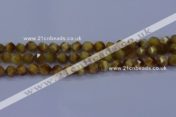 CTE1903 15.5 inches 10mm faceted nuggets golden tiger eye beads