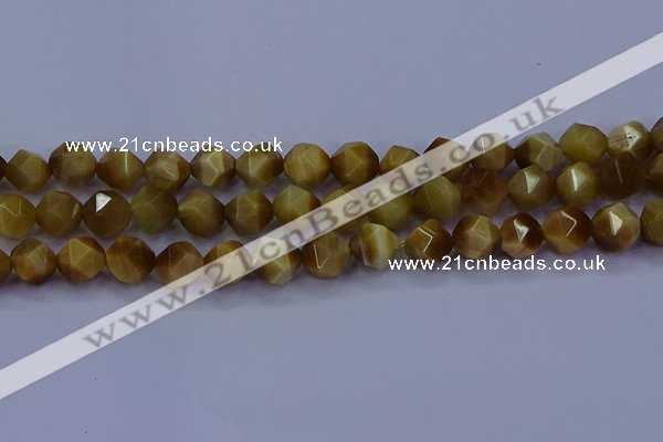 CTE1904 15.5 inches 12mm faceted nuggets golden tiger eye beads