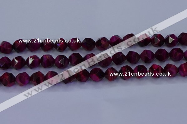 CTE1908 15.5 inches 10mm faceted nuggets red tiger eye beads