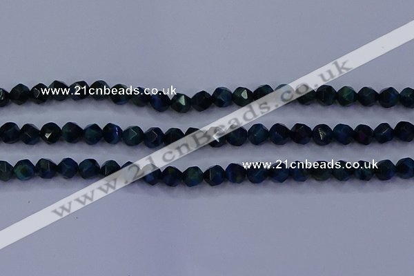 CTE1911 15.5 inches 6mm faceted nuggets blue tiger eye beads