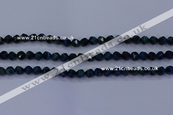 CTE1911 15.5 inches 6mm faceted nuggets blue tiger eye beads