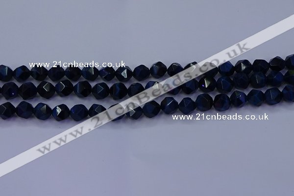 CTE1912 15.5 inches 8mm faceted nuggets blue tiger eye beads