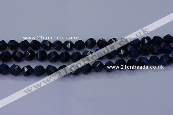 CTE1913 15.5 inches 10mm faceted nuggets blue tiger eye beads