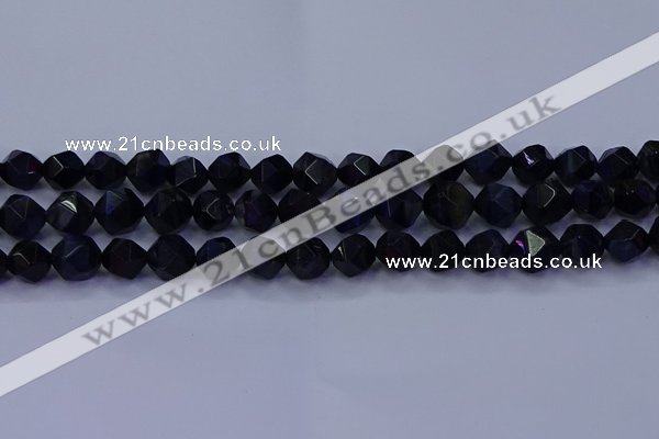 CTE1917 15.5 inches 8mm faceted nuggets blue tiger eye beads