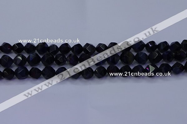 CTE1917 15.5 inches 8mm faceted nuggets blue tiger eye beads